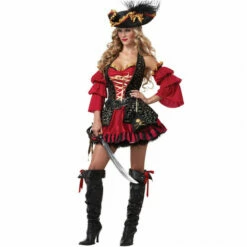 Halloween Sexy Pirate Dress And Hat Women's Costume