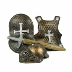 Halloween Roleplay Kids Crusader Knight Costume Sword, Helmet, Shield, Breastplate -Cosplay Cove Shop knight cross gold