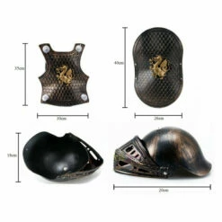 Halloween Roleplay Kids Crusader Knight Costume Sword, Helmet, Shield, Breastplate -Cosplay Cove Shop measurement 2